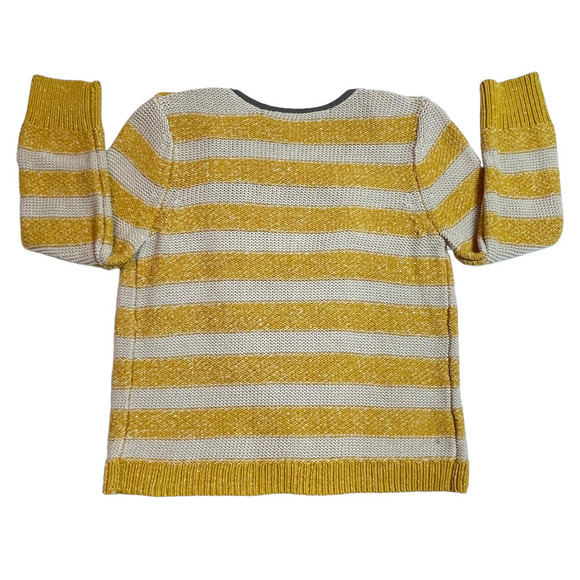 LOFT Mustard Yellow and Cream Striped Military Style Cardigan Women’s Size Small - Picture 7 of 8